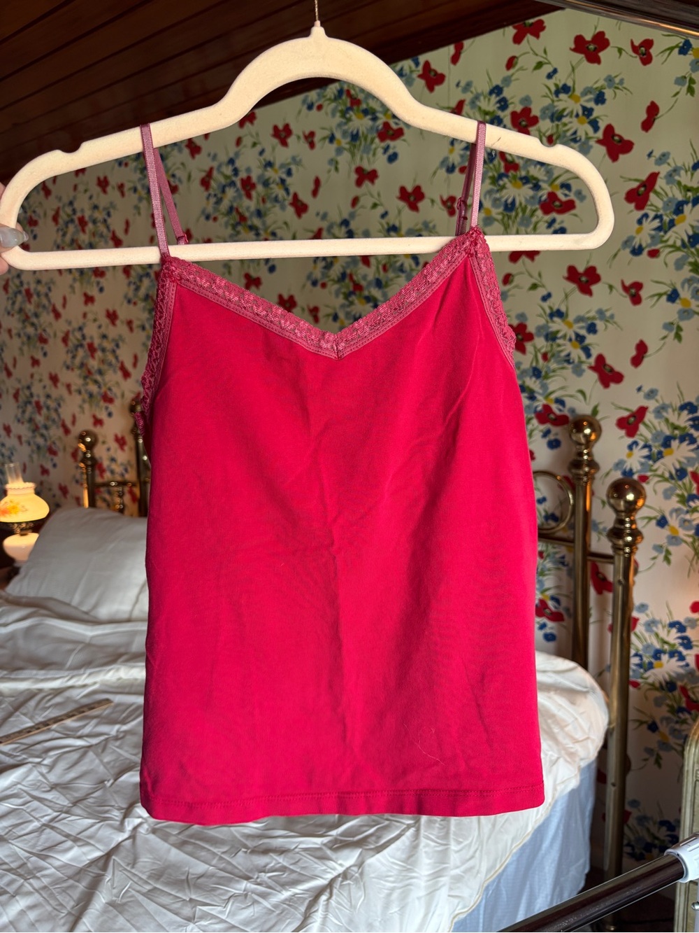 vintage y2k esprit dusty red lace trim cami tank top fairygrunge size med euc